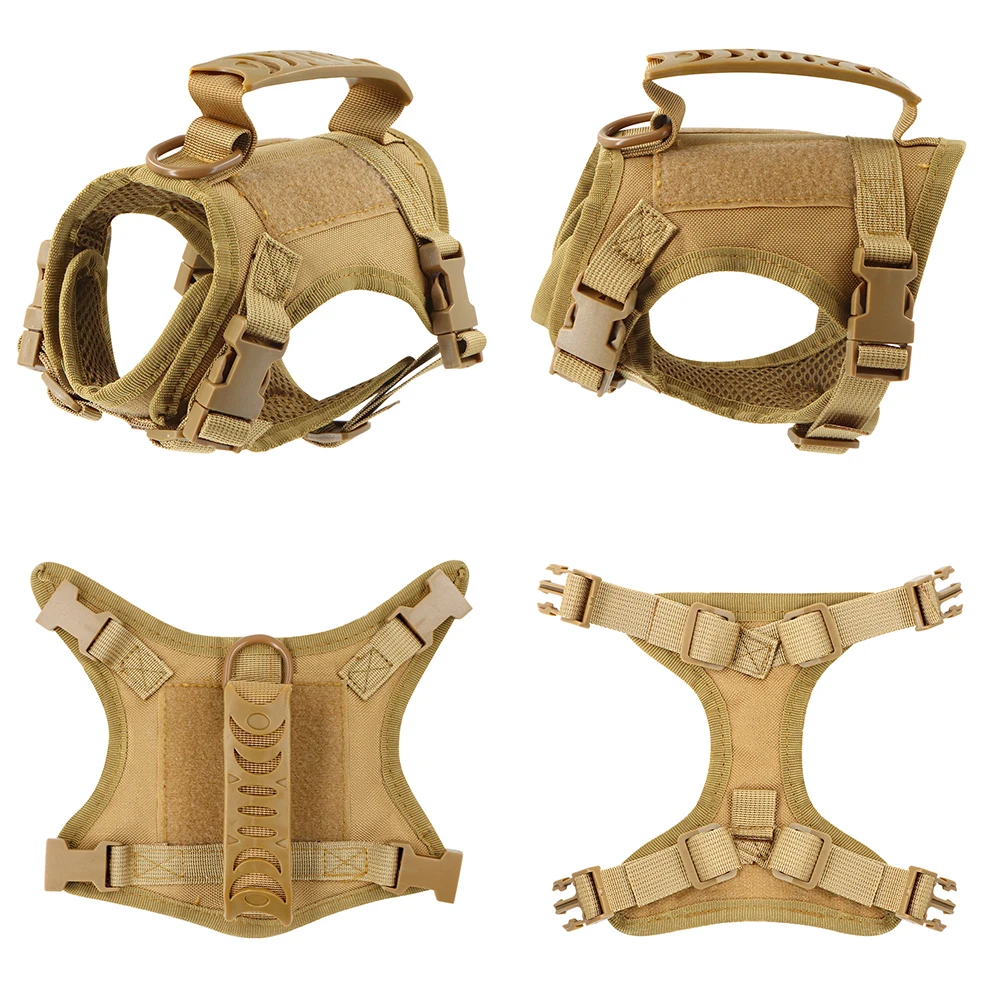 Tactical Puppy Harness Leash For Small Dogs Cats Adjustable Kitten Vest For Military Service Dog Working Training Walking - Image 3