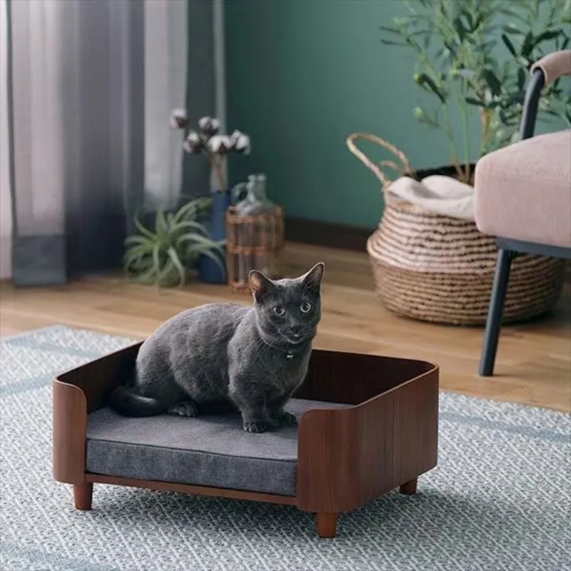 Cat Dog Bed Wooden Kennel Indoor Pet Furniture Floor Modern Simplicity Ceiling Bed Comfortable Durable Furniture Accessories - Image 2