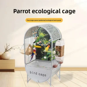 Large Bird Parrot Metal Acrylic Cage Easy Clean Bird-watching Ecological Villa Budgie Parrot Canary Pet Breeding Playground