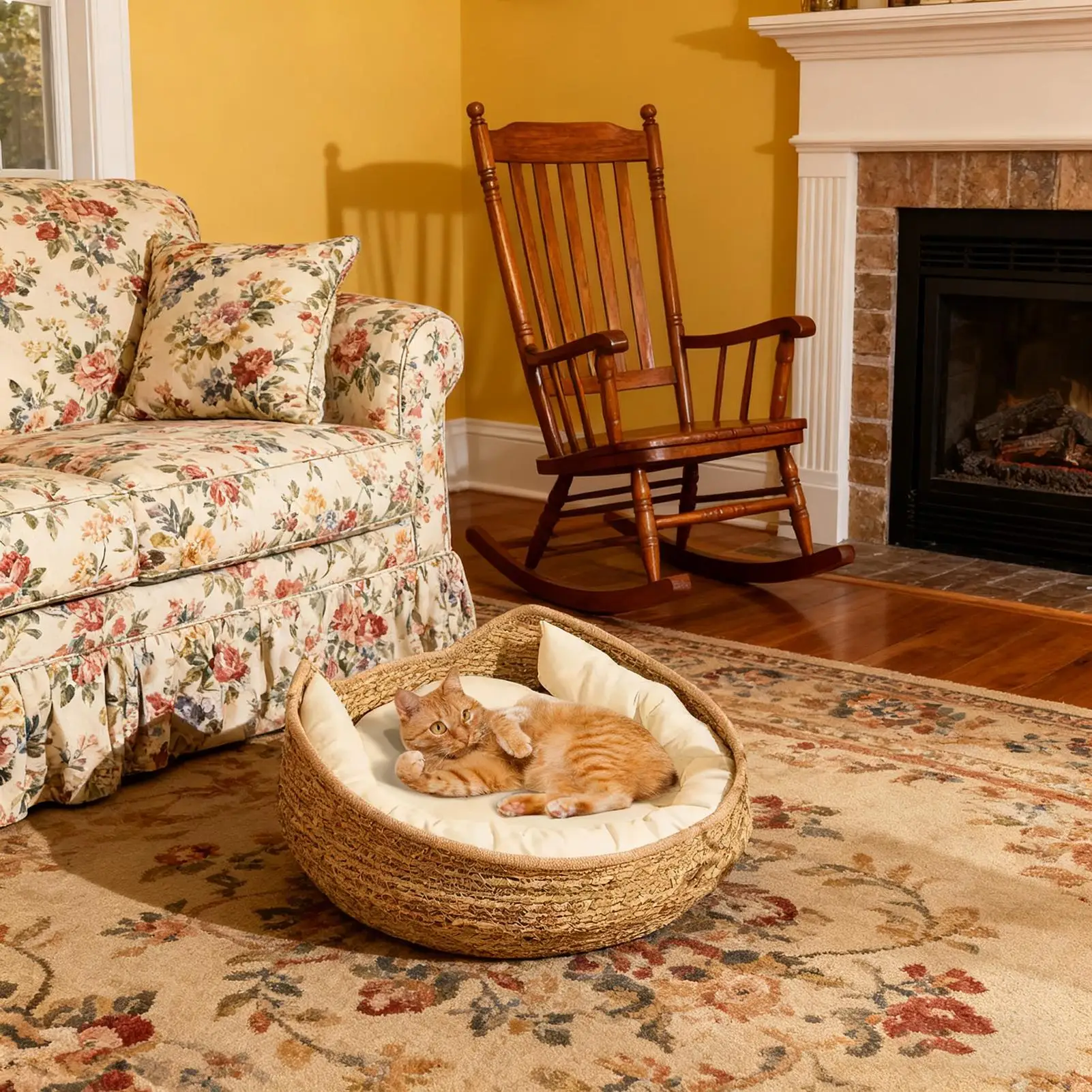 Cat Bed Cotton Rope Round Bed for Cat Sleep with Pillow All Season Indoor Weaving Pet Resting Scratching Sleeping Furniture - Image 4