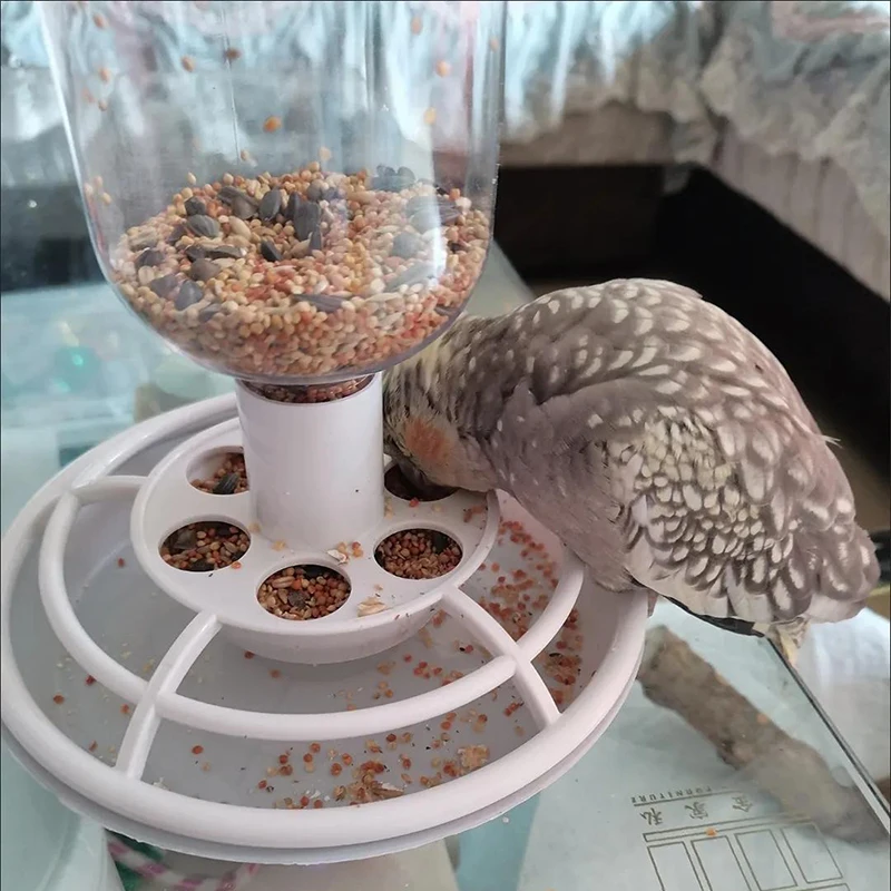 Automatic Bird Feeder with Anti-Scatter, Parrot Food Dispenser for Cage, Hanging Hook Auto-Feeding Container for Small Birds - Image 2