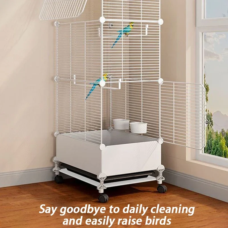 DIY Indoor Bird Cages Large Metal Iron Bird Cages Divider Parrot Thrush Villa Luxury Birdcage Anti Splash Food Pet Supplies - Image 6