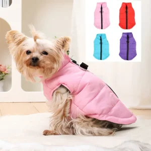 Pet clothing for autumn and winter, thick dog clothing, warm cotton jacket, solid color vest, waterproof and windproof jacket
