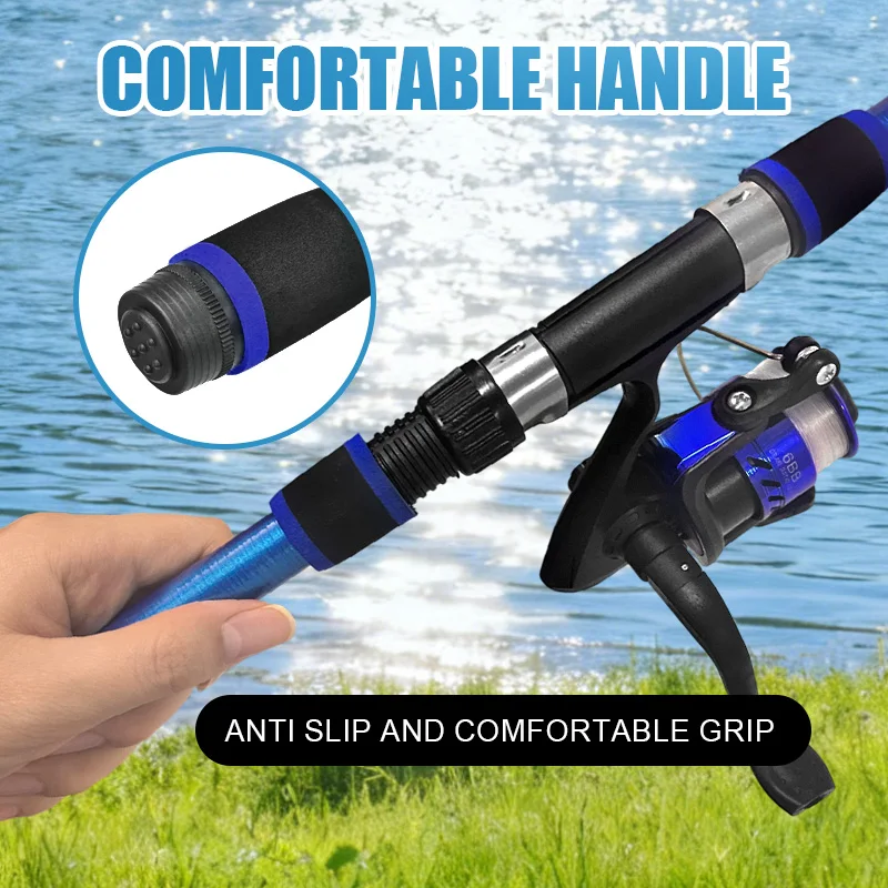 Fishing Pole Set Full Kits With Telescopic Fishing Rod And Spinning Reel Baits Hooks Travel Pole Set - Image 4