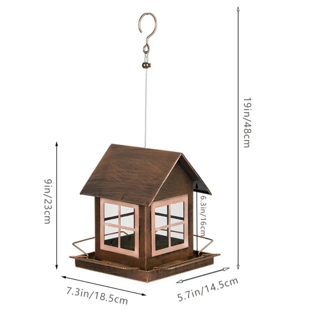 Bird Raising Tool Hanging Bird Feeder Large Capacity Windproof Bird Feeding Equipment Metal House Shape Bird Food Bowl Backyard - Image 6