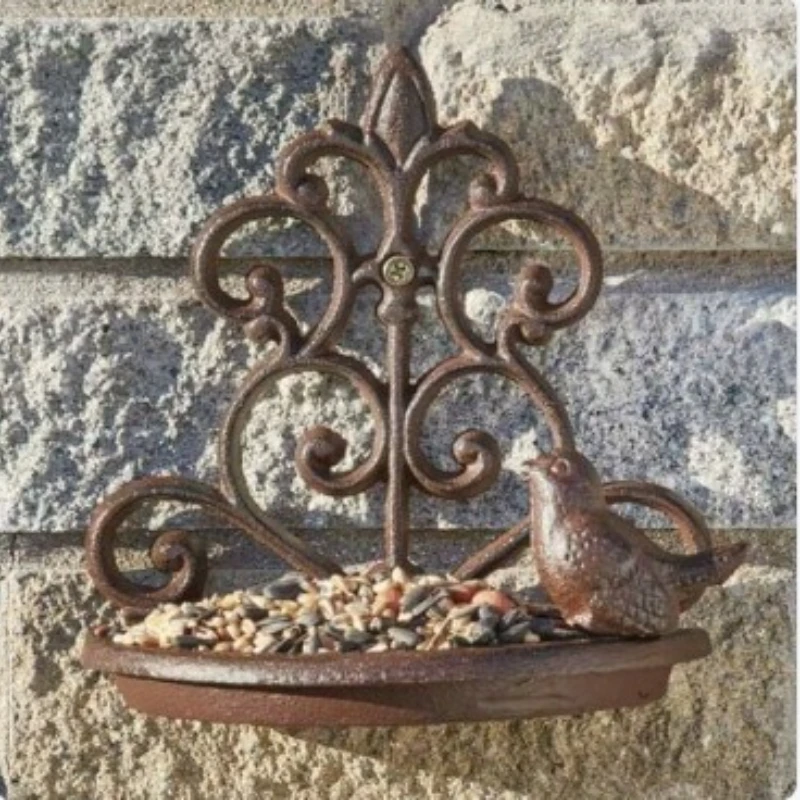 Garden Decorations Bird Feeders Cast Iron Bird Food Bowls Home and Courtyard Ornaments Metal Crafts