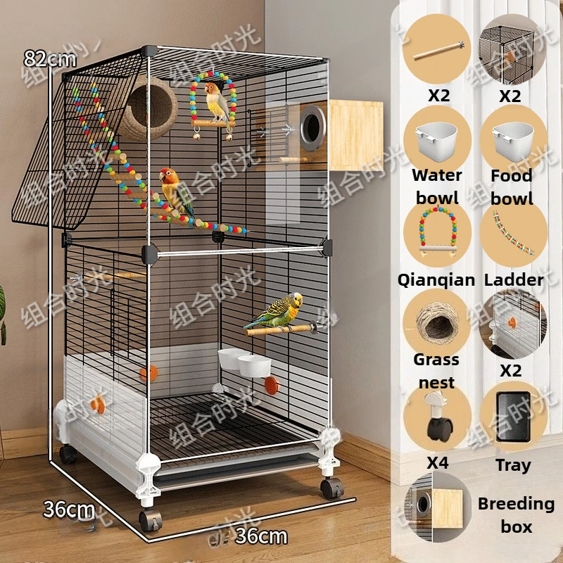 Large Household Bird Cage Set Splash-proof Luxury Parrot Cage Water Feeder Canaries Villa Swing Bird Cages Nest Big Pet Supplies - Image 8