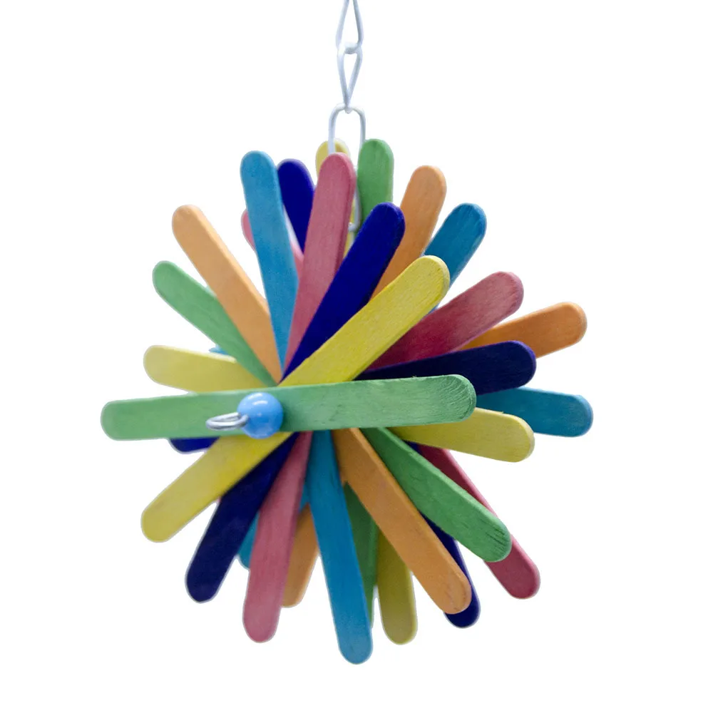 Bird Supplies Parrot Toys Pet Supplies Colorful Flowers Wooden Tooth Shatters Bite Shatters Relieve Hairy Bites Bird Swing - Image 3