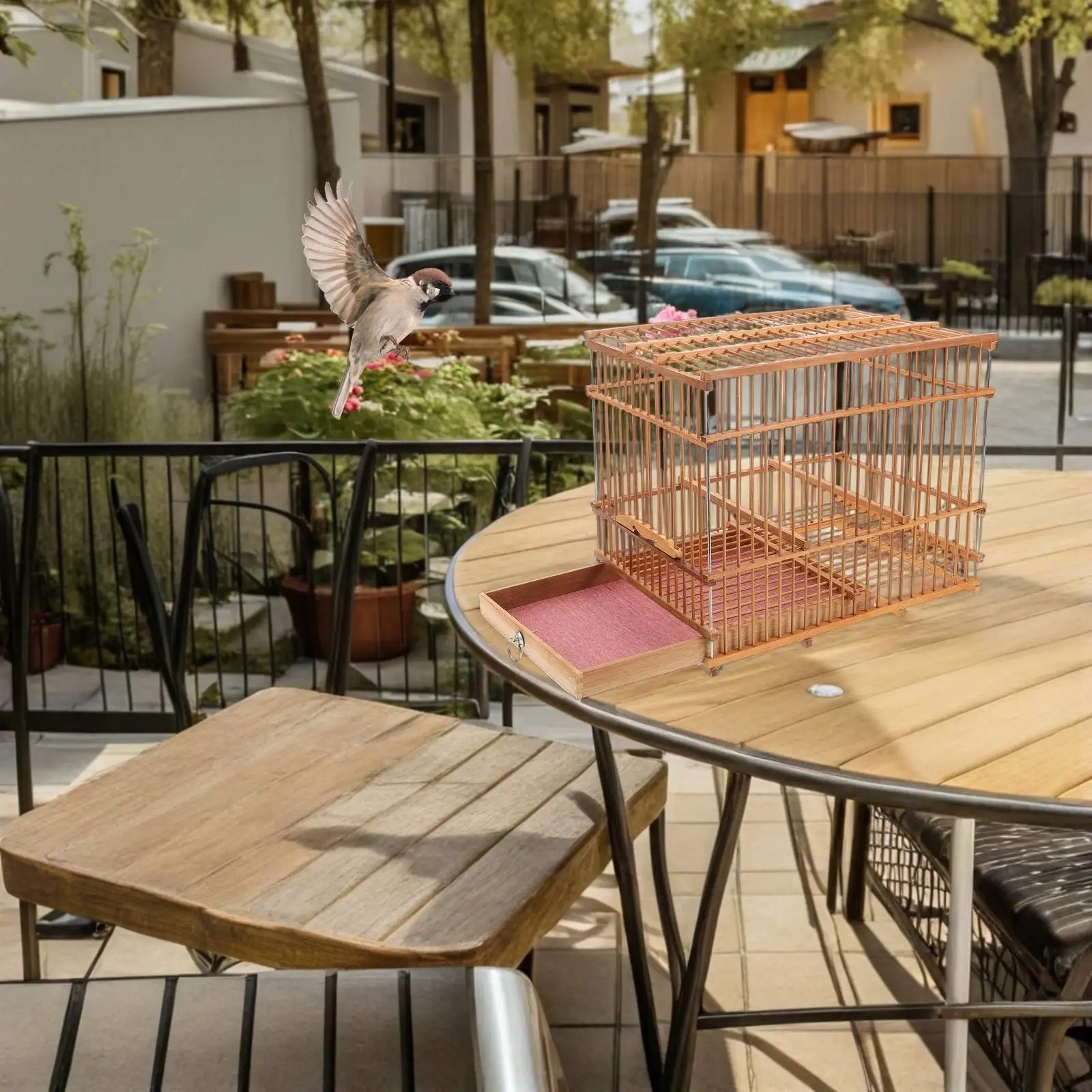 Small Bamboo Woven Bird Cage Lightweight Portable Travel Cage For Birds Home Decorative Flight Cage With Intricate Design - Image 4