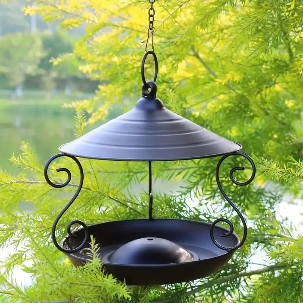 Iron Bird Feeder Windproof Rainproof Bird Food Dispenser Hanging Multi-purpose Bird Feeding Tray Hummingbird - Image 4