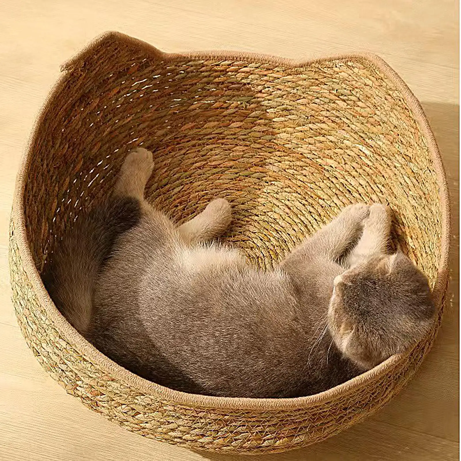 Pet Bed Soft Cat Kennel Dog Beds Sofa Bamboo Weaving Four Season Cozy Nest Baskets Removable Cushion Sleeping Bag - Image 4
