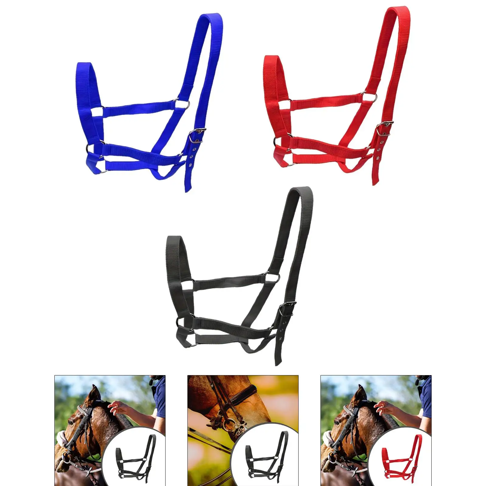 Horse Halter with Padding Durable Rope Training Bridle Adjustable Harness for Farm Grassland and Sports - Image 5
