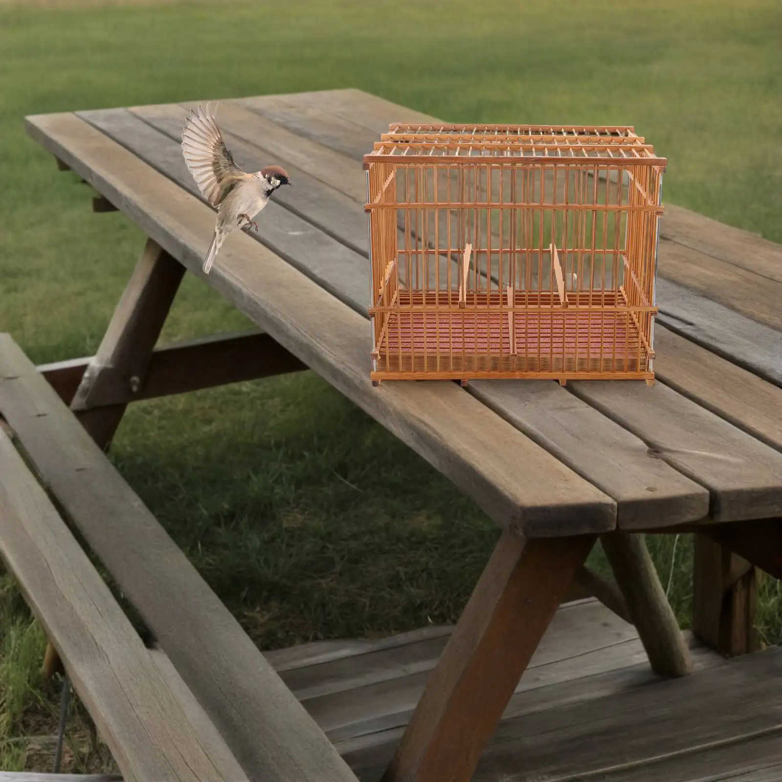 Small Bamboo Woven Bird Cage Lightweight Portable Travel Cage For Birds Home Decorative Flight Cage With Intricate Design - Image 5