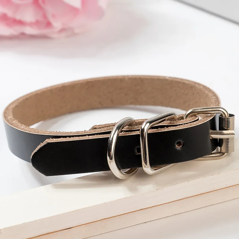Dog Collar Big Small Neck Chain Leather Cowhide Electroplating Buckle Adjustable Soft Comfortable Pet Supplies Accessories - Image 7