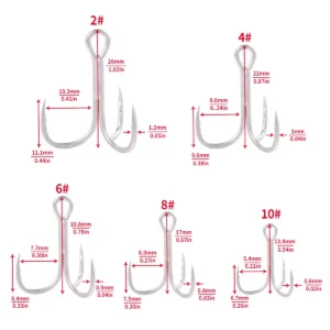 20pcs 4# 6# 8# 10#2# Fishing Hook High Carbon Steel Treble Hooks Bent Triple Fishhooks Set Anchor Hooks For Sea Fishing