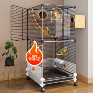Large Household Bird Cage Set Splash-proof Luxury Parrot Cage Water Feeder Canaries Villa Swing Bird Cages Nest Big Pet Supplies