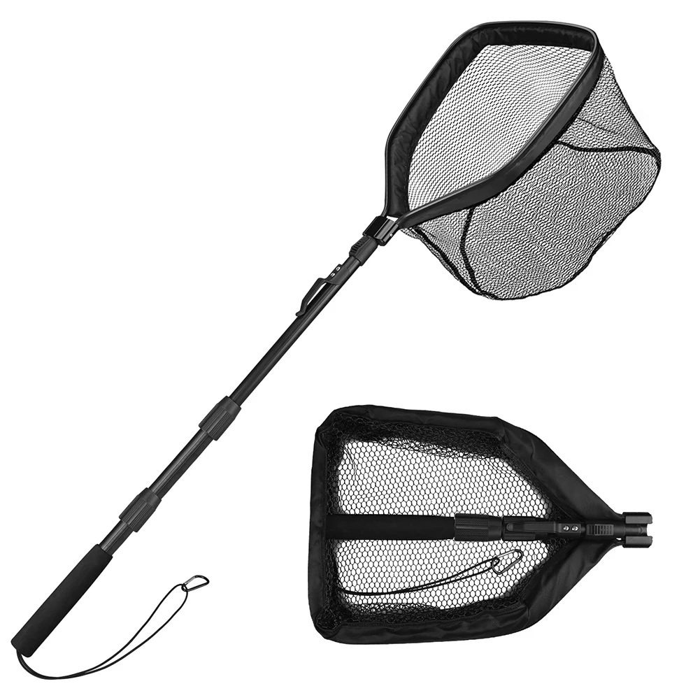 Floating Fishing Net Foldable Landing Net Easy Catch&Release with Telescopic Pole Rubber Coated Fish Net for Saltwater Freshwate - Image 9