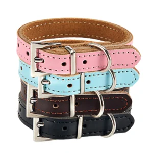 Padded Dog Collars Quick Release Adjustable Durable Cowhide Leather Dog Collars for Small Large Dog Puppy Pet Accessories