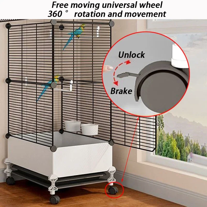 DIY Indoor Bird Cages Large Metal Iron Bird Cages Divider Parrot Thrush Villa Luxury Birdcage Anti Splash Food Pet Supplies - Image 3