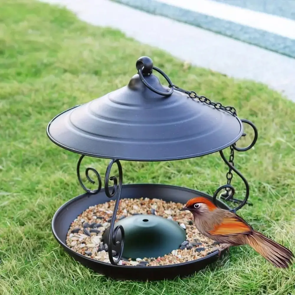 Iron Bird Feeder Windproof Rainproof Bird Food Dispenser Hanging Multi-purpose Bird Feeding Tray Hummingbird - Image 2