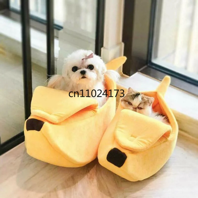 Banana Cat Bed House Funny Cute Cozy Cat Mat Beds Warm Durable Portable Pet Basket Kennel Dog Cushion Cat Supplies Multicolor - Image 4