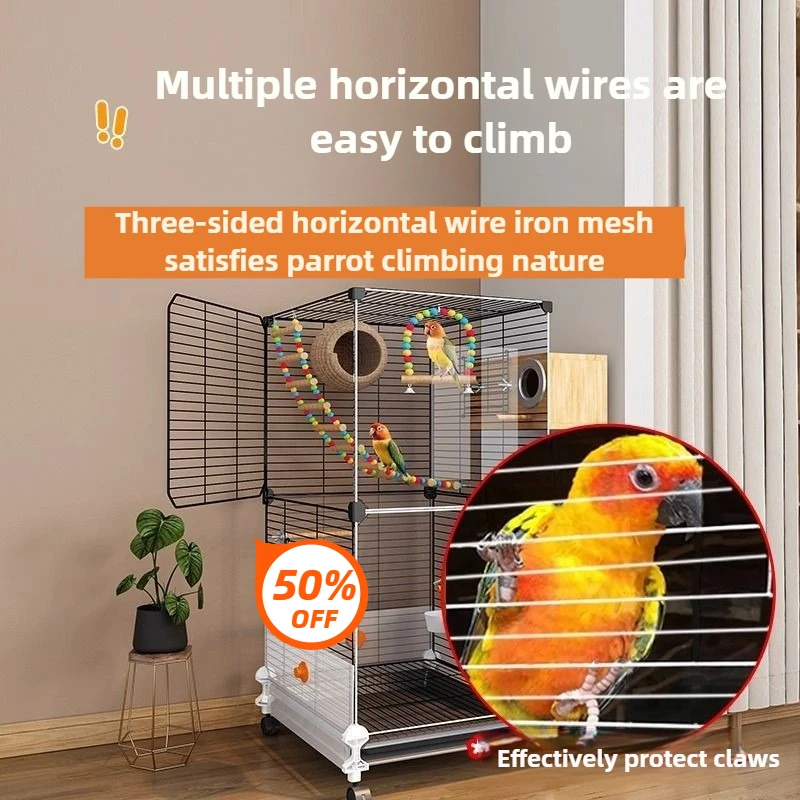 Large Household Bird Cage Set Splash-proof Luxury Parrot Cage Water Feeder Canaries Villa Swing Bird Cages Nest Big Pet Supplies - Image 4
