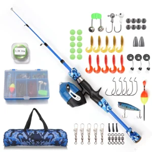 Kids Fishing Pole Telescopic Casting Rod Pole and Reel Combo Full Kit 1.2m/1.5m with Spincast Fishing Reel ,Hooks for Children