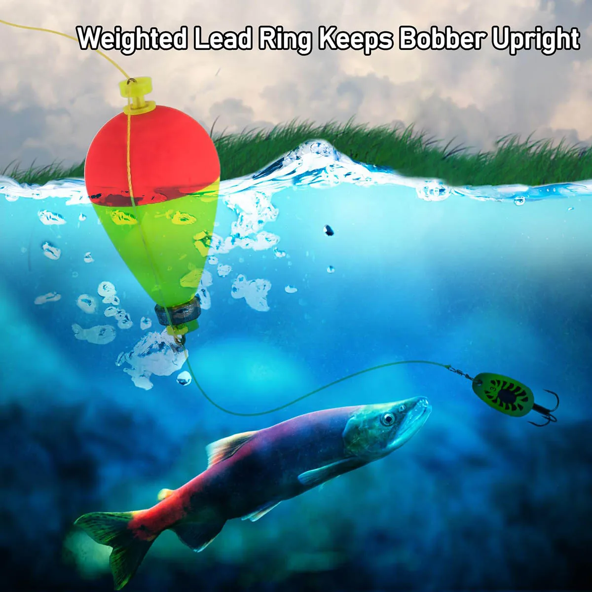 Fishing Bobbers Floats Set Foam Snap on Float Weighted Bobbers Fishing Push Button Snap-on Bobbers Spring Oval Assortment - Image 4