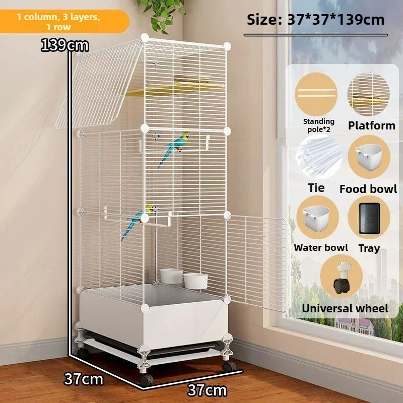 DIY Indoor Bird Cages Large Metal Iron Bird Cages Divider Parrot Thrush Villa Luxury Birdcage Anti Splash Food Pet Supplies - Image 8
