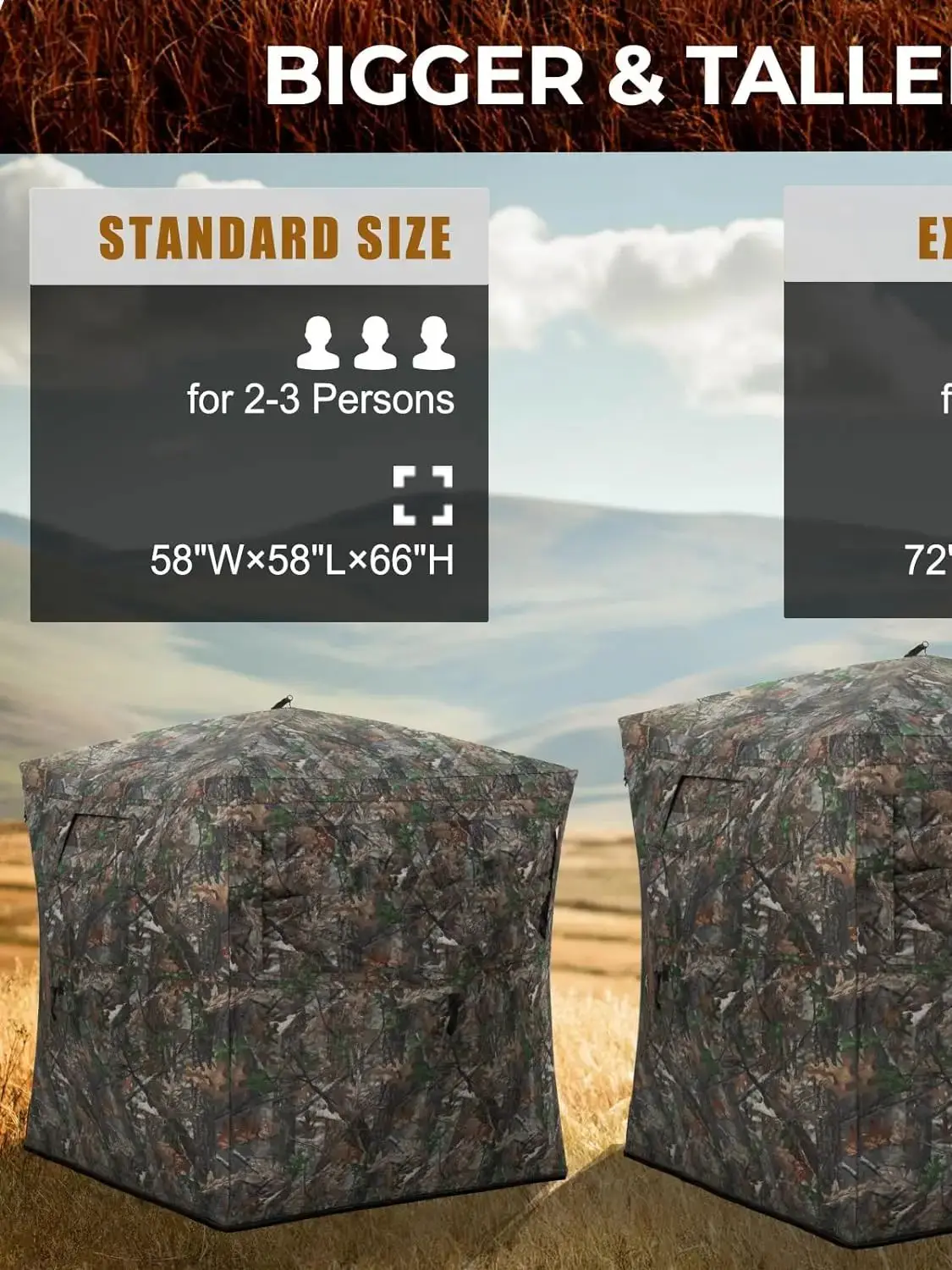Portable and Durable Hunting Tent, Pop Up Deer Blinds, See Through Ground Blinds, 2-3 and 3-4 Person, 270 ° - Image 7