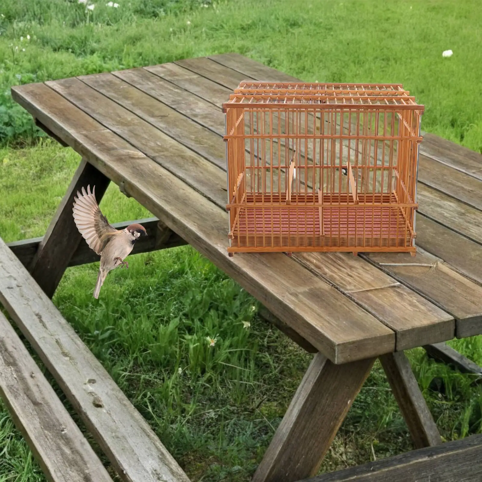 Small Bamboo Woven Bird Cage Lightweight Portable Travel Cage For Birds Home Decorative Flight Cage With Intricate Design - Image 6