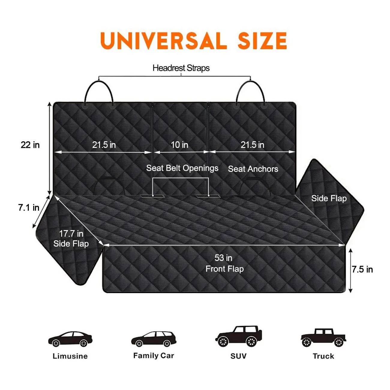 Dog Car Rear Seat Protective Cover Waterproof Dirt Resistant Pet Seat Cover Black Shoulder Strap Hammock Pet Travel Mattress - Image 7