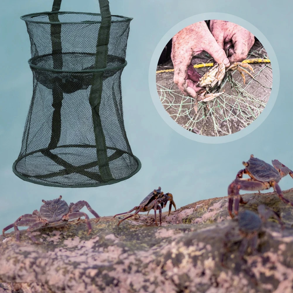 Folding Fishing Net Shrimp Fish Trap Carp Large Creel Feeder Crab Catchers Surfcasting Accessories Cast Network - Image 3