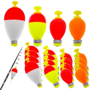 Fishing Bobbers Floats Set Foam Snap on Float Weighted Bobbers Fishing Push Button Snap-on Bobbers Spring Oval Assortment