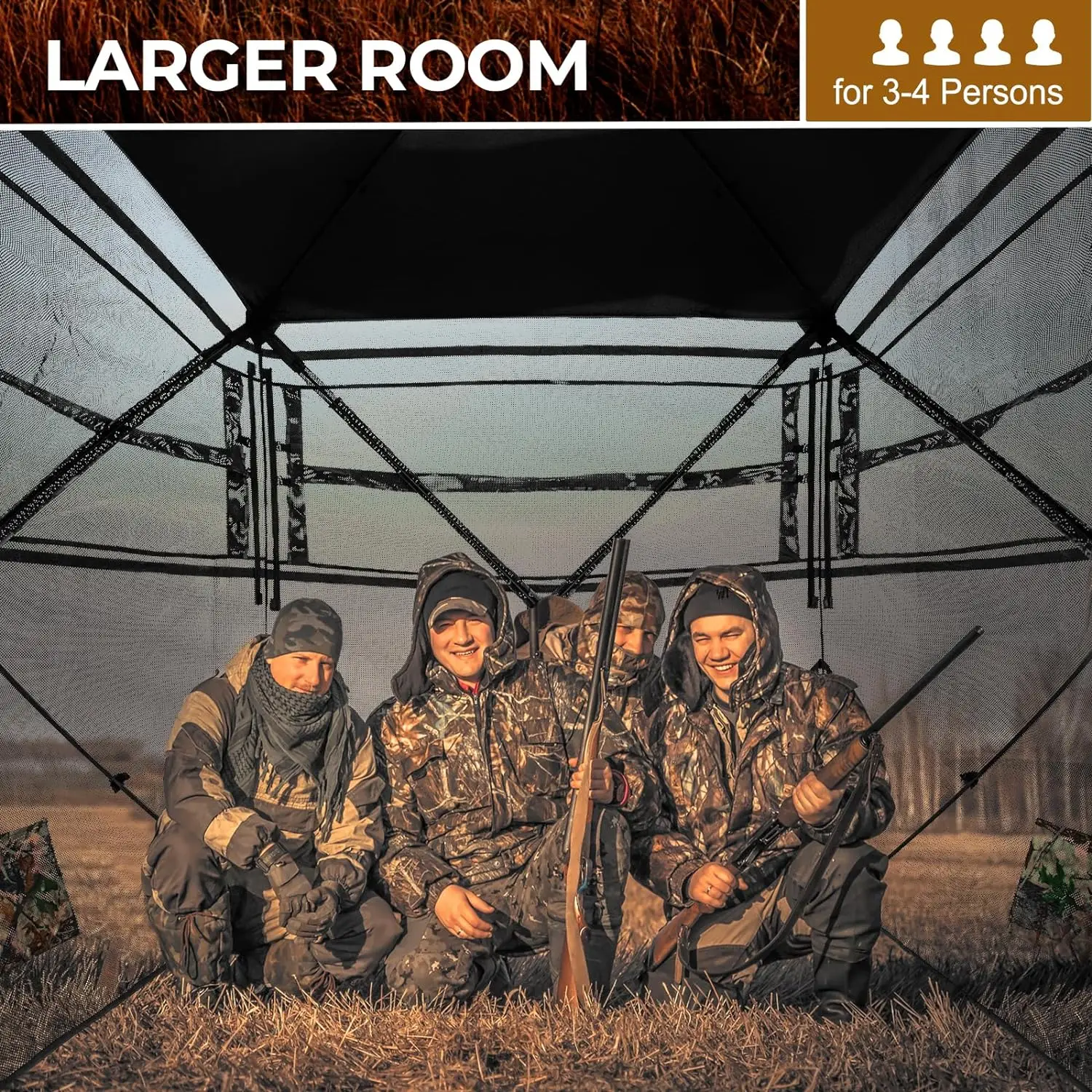 Portable and Durable Hunting Tent, Pop Up Deer Blinds, See Through Ground Blinds, 2-3 and 3-4 Person, 270 ° - Image 3