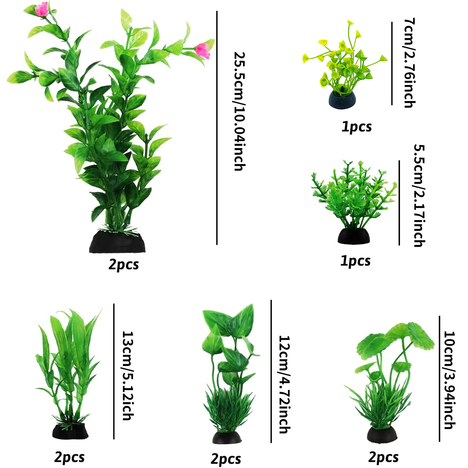 Fish Tank Accessories Green Plants 10pcs Green Fish Tank Decorations Aquarium Artificial Plastic Plants Decor Plastic Plants - Image 2