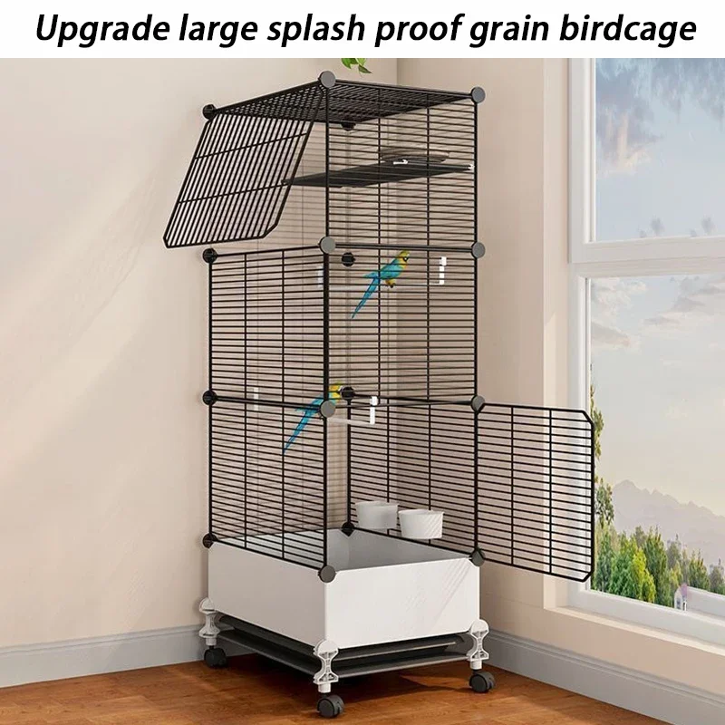 DIY Indoor Bird Cages Large Metal Iron Bird Cages Divider Parrot Thrush Villa Luxury Birdcage Anti Splash Food Pet Supplies - Image 4