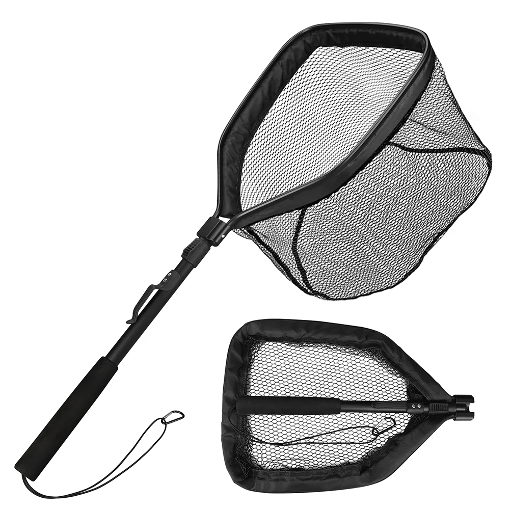 Floating Fishing Net Foldable Landing Net Easy Catch&Release with Telescopic Pole Rubber Coated Fish Net for Saltwater Freshwate - Image 7