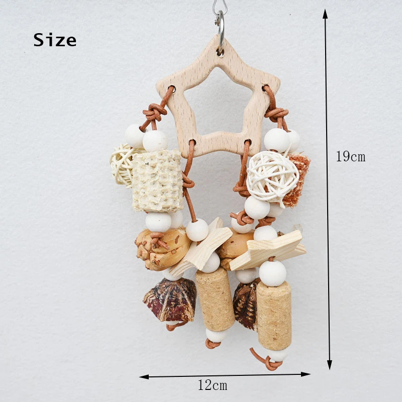 Natural Parrot Bird Toy Wooden Fruit nibble skewers pine cones corncob cork tooth grinding Cage Supplies Bird Accessories New - Image 8