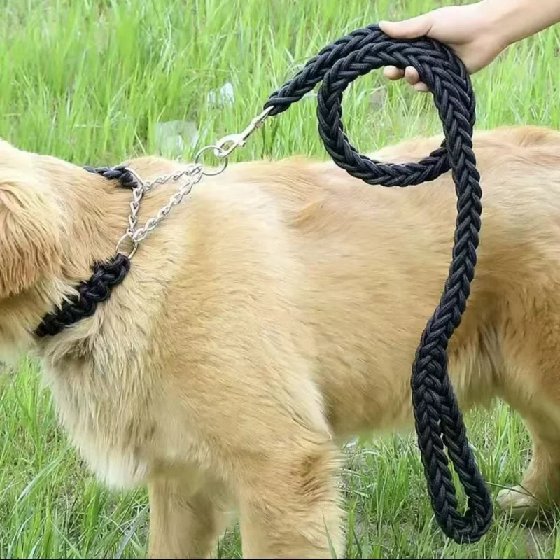 Large Dog Leash Nylon Braided Traction Rope Pet Walking Thick Hand Rope For Bulldog Rottweiler Hound Dogs Accessories - Image 3