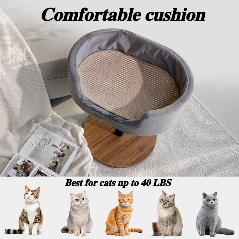 Cat Beds and Furniture Warm Comfortable Stable Cats Accessories Cat Sleeping Nest 360°Rotation Cats Pet Products Supplies - Image 2
