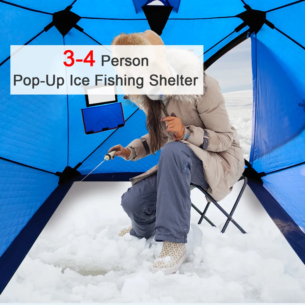Easy Set-up Winter Fishing Tent Ice Fishing Tent Portable Ice Fishing Shelter Waterproof & Windproof Winter Fishing Equipment - Image 2