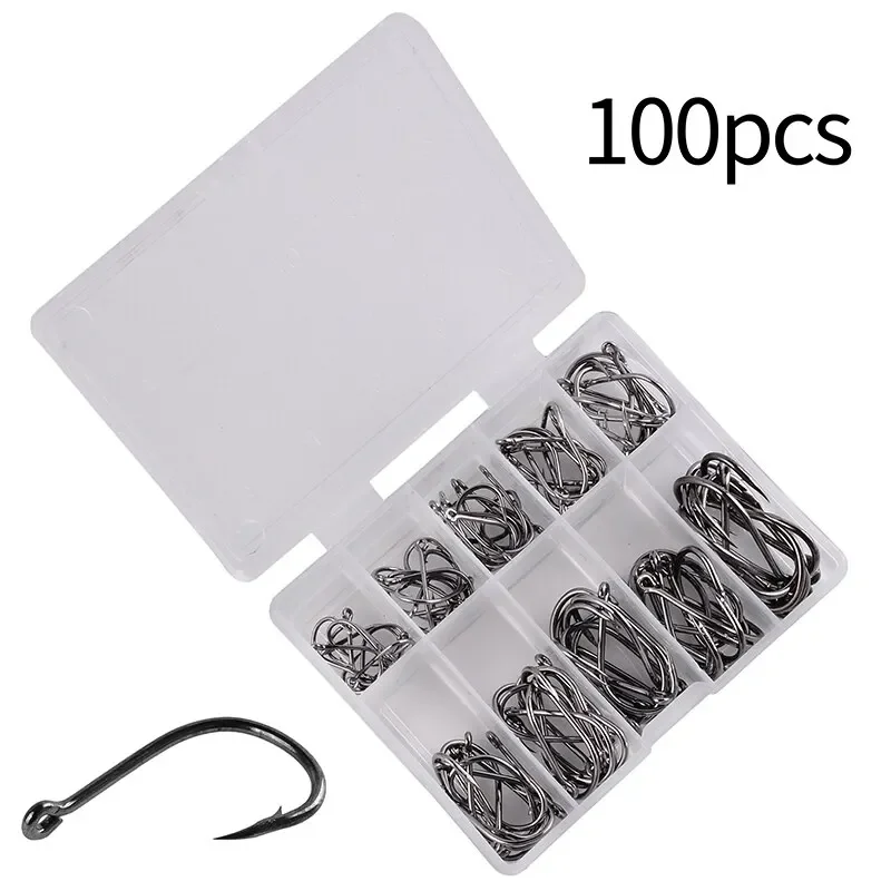 Fishing Hooks Set 100Pcs Box 10 Series High Carbon Steel Single Circle Fishing Hook Fly Fishing Jip Barbed Carp Hooks - Image 9