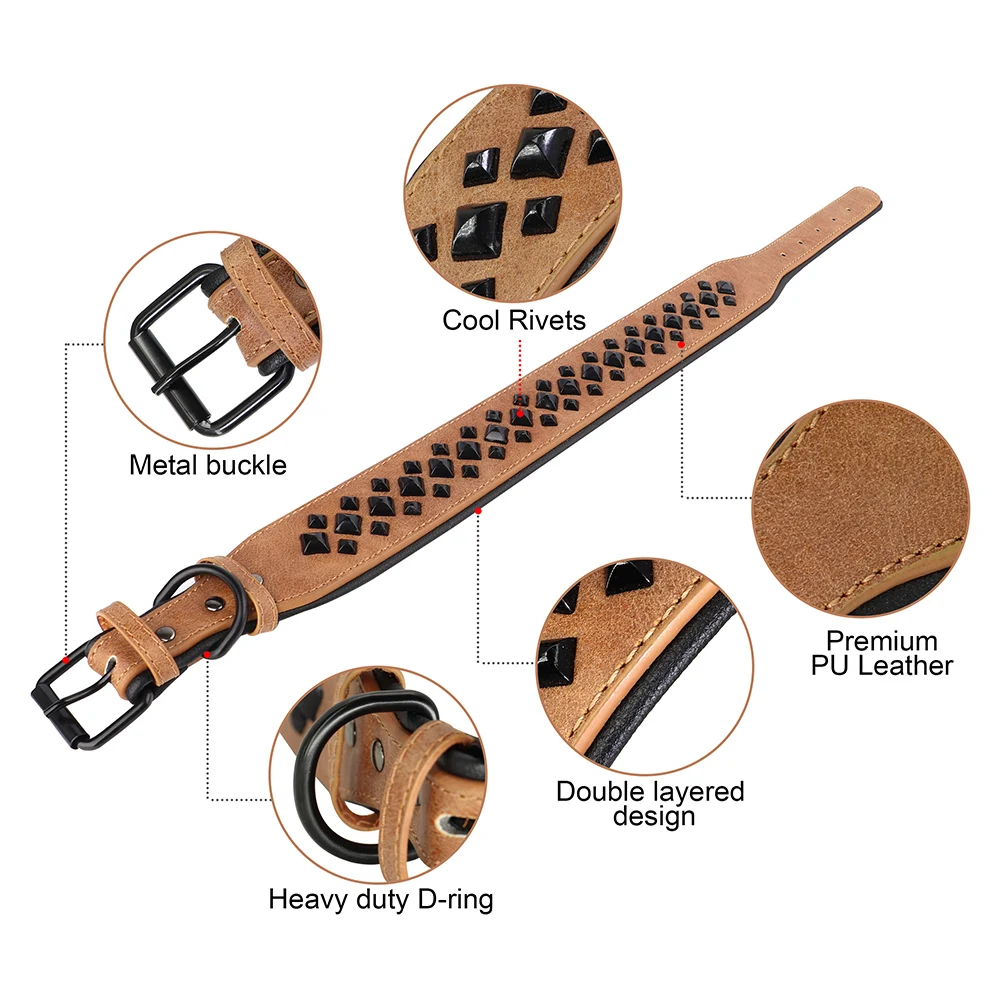 Dog Collar For Large Dogs Cool Spikes Studded Leather Pet Collars For German Shepherd Mastiff Rottweiler Bulldog Accessories - Image 4