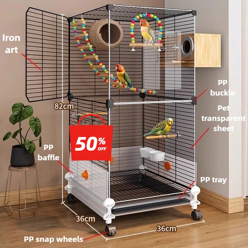 Large Household Bird Cage Set Splash-proof Luxury Parrot Cage Water Feeder Canaries Villa Swing Bird Cages Nest Big Pet Supplies - Image 6