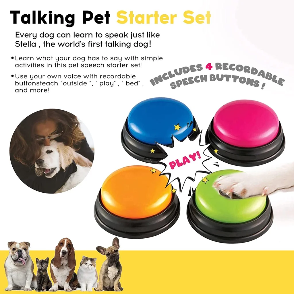 Talking Dog Buttons Funny Voice Recording Button for Pet Training Buzzer 30 Second Record Playback for Talking Communication Toy - Image 2