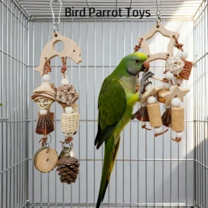 Natural Parrot Bird Toy Wooden Fruit nibble skewers pine cones corncob cork tooth grinding Cage Supplies Bird Accessories New