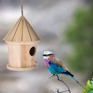 For Birds Wooden Bird Nest Hanging Bird House Natural Wooden Bird Cage Resting Place