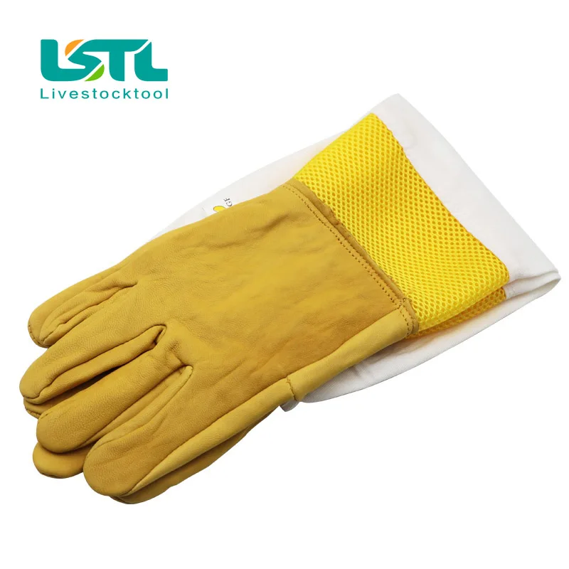 Beekeeper Protective Gloves Anti Bee Breathable Goatskin Yellow Gloves Beekeeping Protective Tools 1 Pair - Image 4