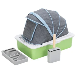 Portable Stainless Steel Large Cat Litter Box with Fully Enclosed Non-Slip Easy Clean Features Pet Toilet Accessory
